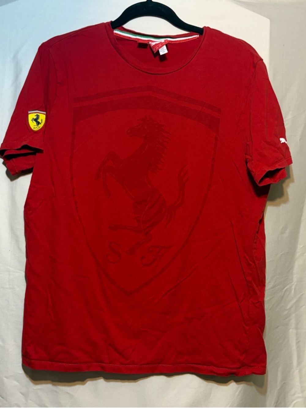 Ferrari Official Supplier Red Short Sleeve Prancing Horse Logo Tee